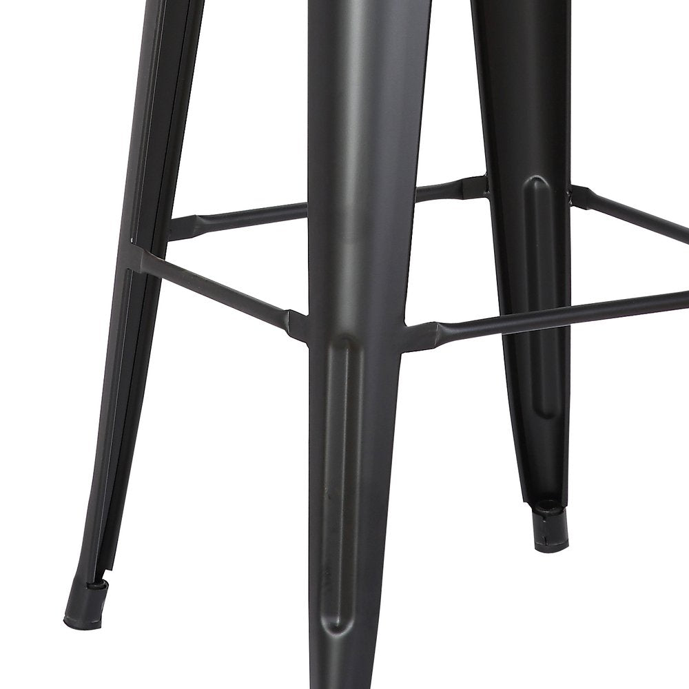 Set of Two 30" Black Iron Backless Bar Height Bar Chairs