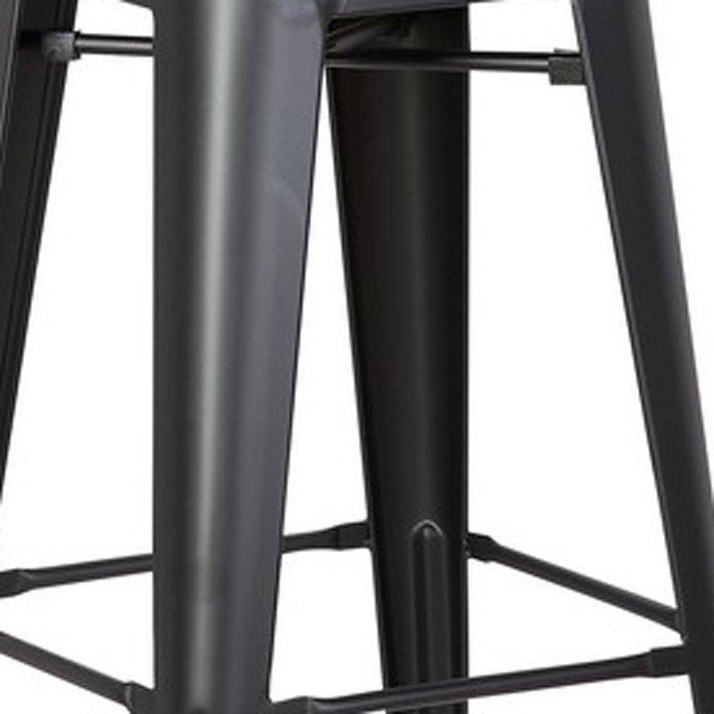 Set of Two 30" Black Iron Backless Bar Height Bar Chairs