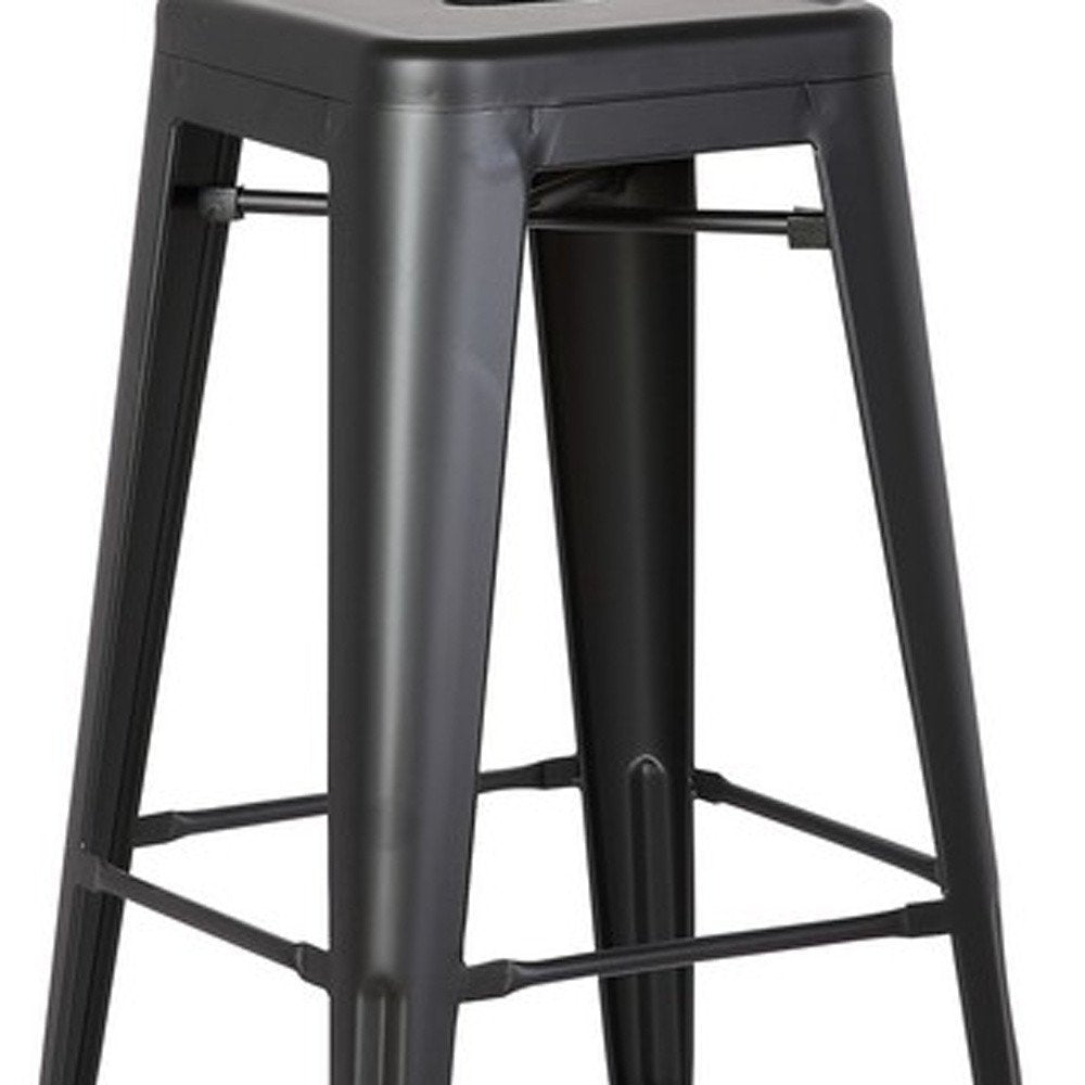Set of Two 30" Black Iron Backless Bar Height Bar Chairs