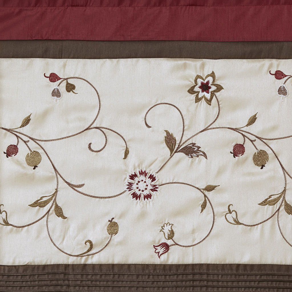Serene - Embroidered Window Panel - Red