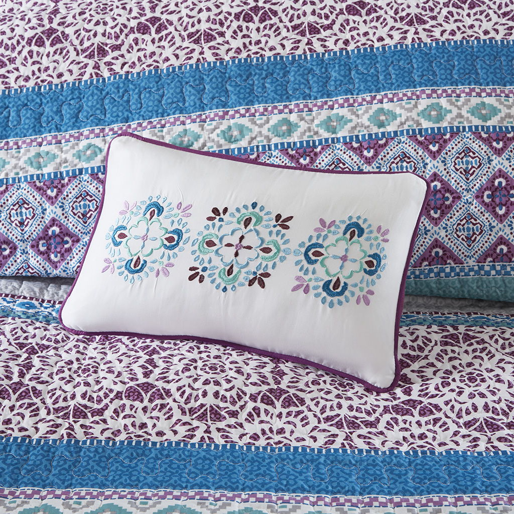 Joni - Twin Reversible Coverlet Set - Purple