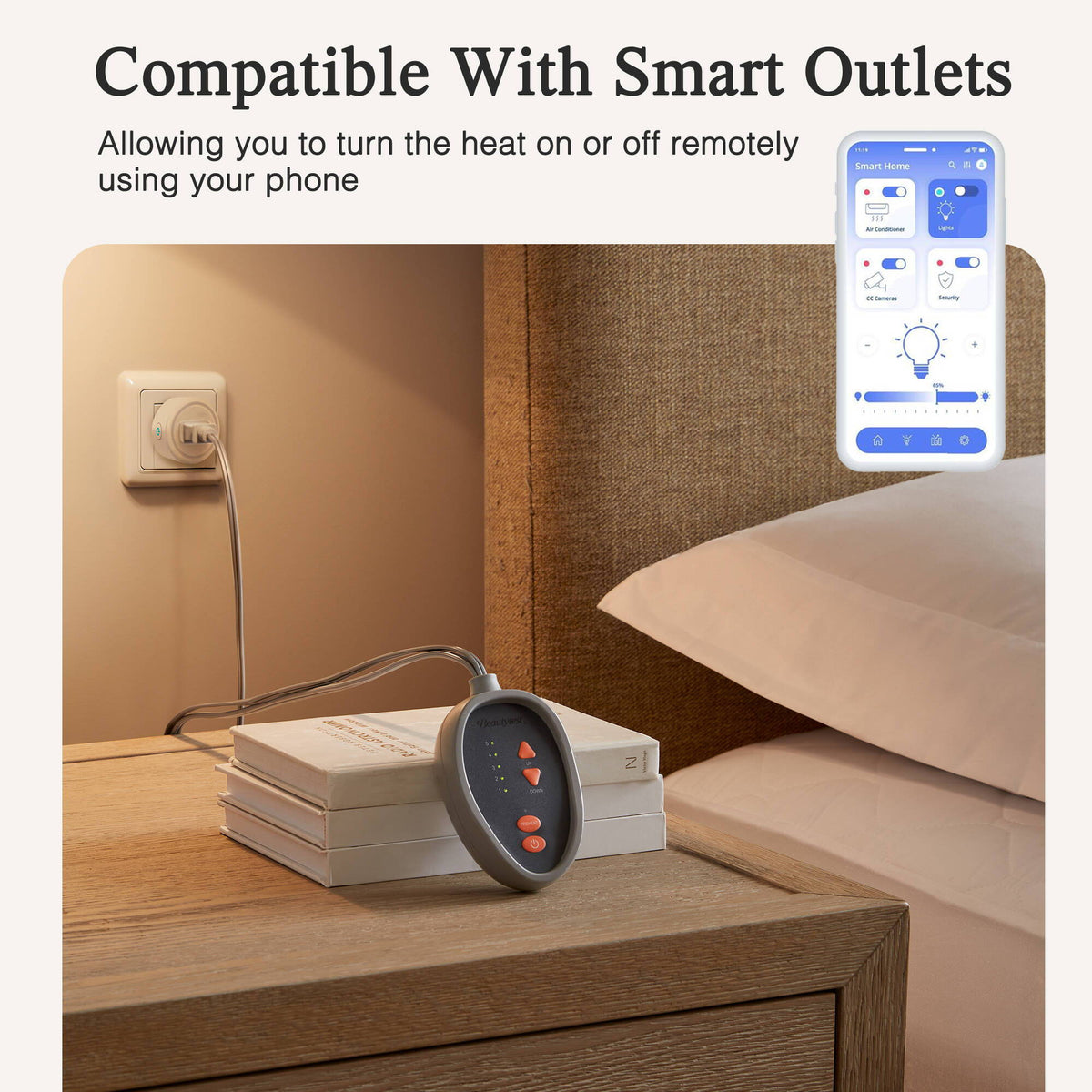Cotton Blend - Queen Heated Mattress Pad - White