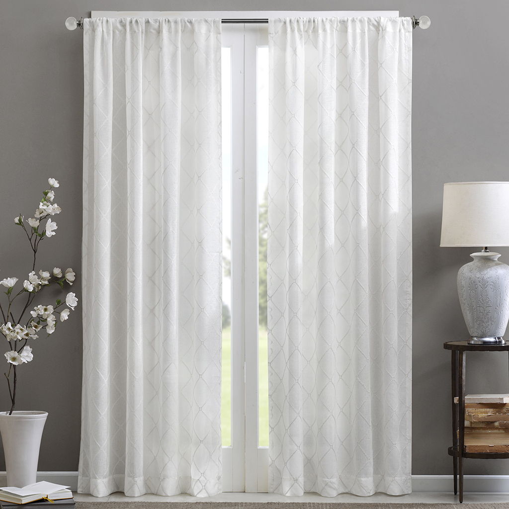 Irina - Diamond Sheer Window Curtain - White