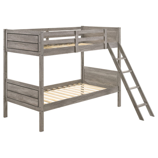 Brenton - Twin Over Twin Bunk Bed With Ladder - Taupe