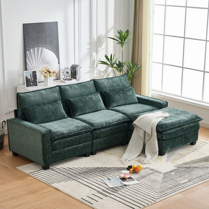 Modern Comfy L Shaped Sectional Sofa With Movable Ottoman