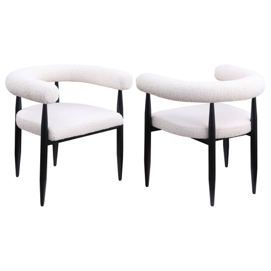 Notting - Upholstered Dining Arm Chair (Set of 2) In And Open C Shaped Backrest - Cream