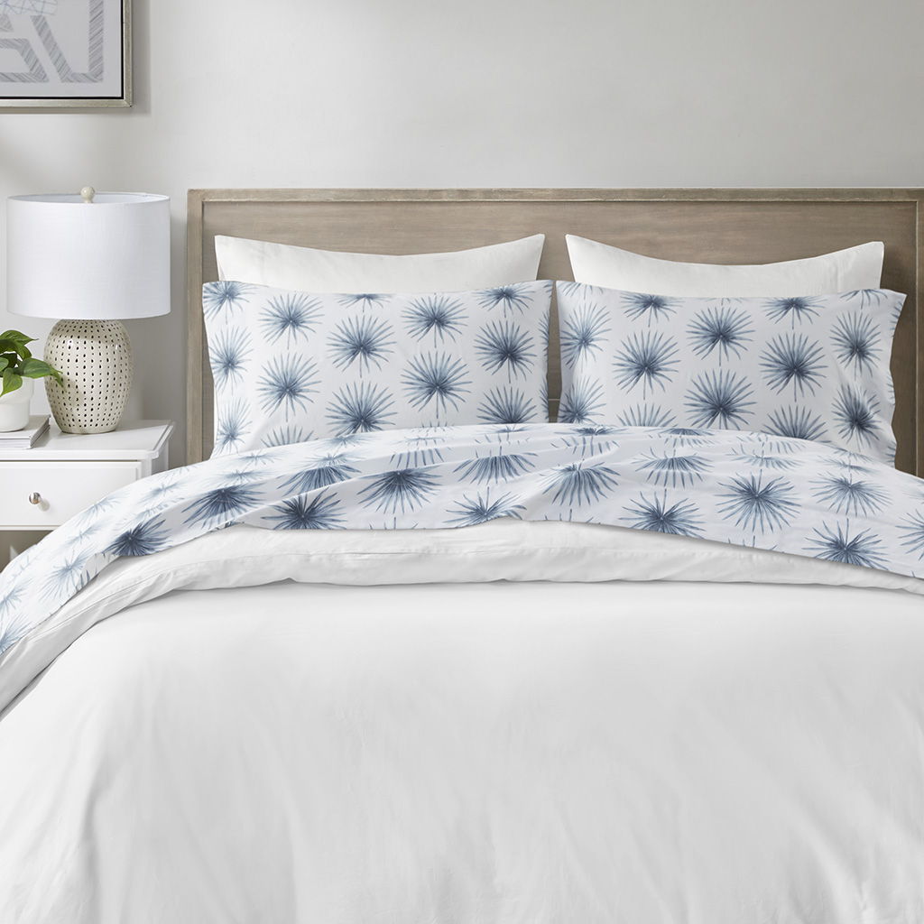 200 Thread Count Printed Cotton - King Sheet Set - Blue Palmetto