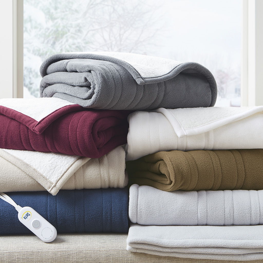 Fleece to Sherpa - Heated Throw - Burgundy