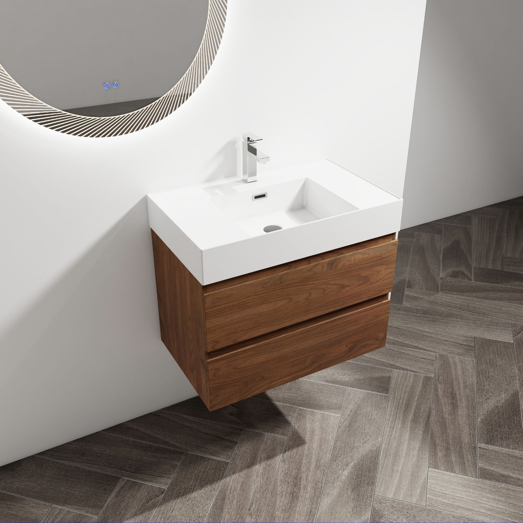 Wall Mounted Bathroom Vanity And Sink, 2 Soft Close Drawers