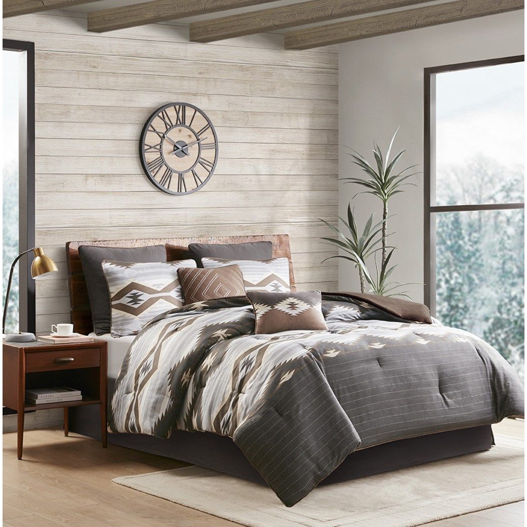 Bitter Creek - Queen Oversized Comforter Set - Gray / Brown