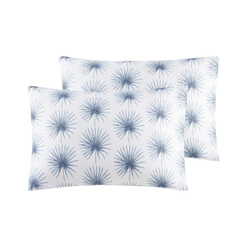 200 Thread Count Printed Cotton - Queen Sheet Set - Blue Palmetto
