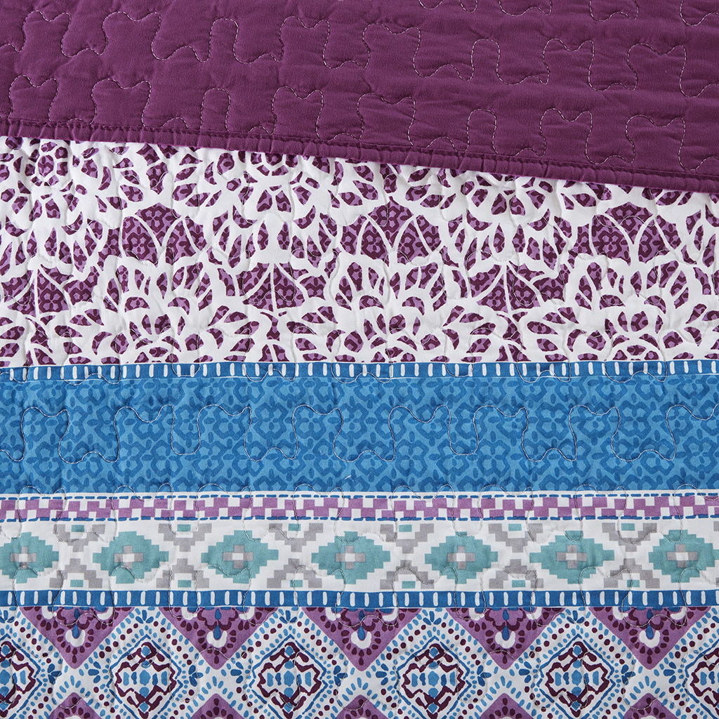 Joni - Twin Reversible Coverlet Set - Purple