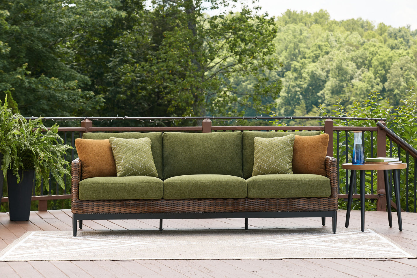 Horizon Hall - Sofa With Cushion - Brown / Green