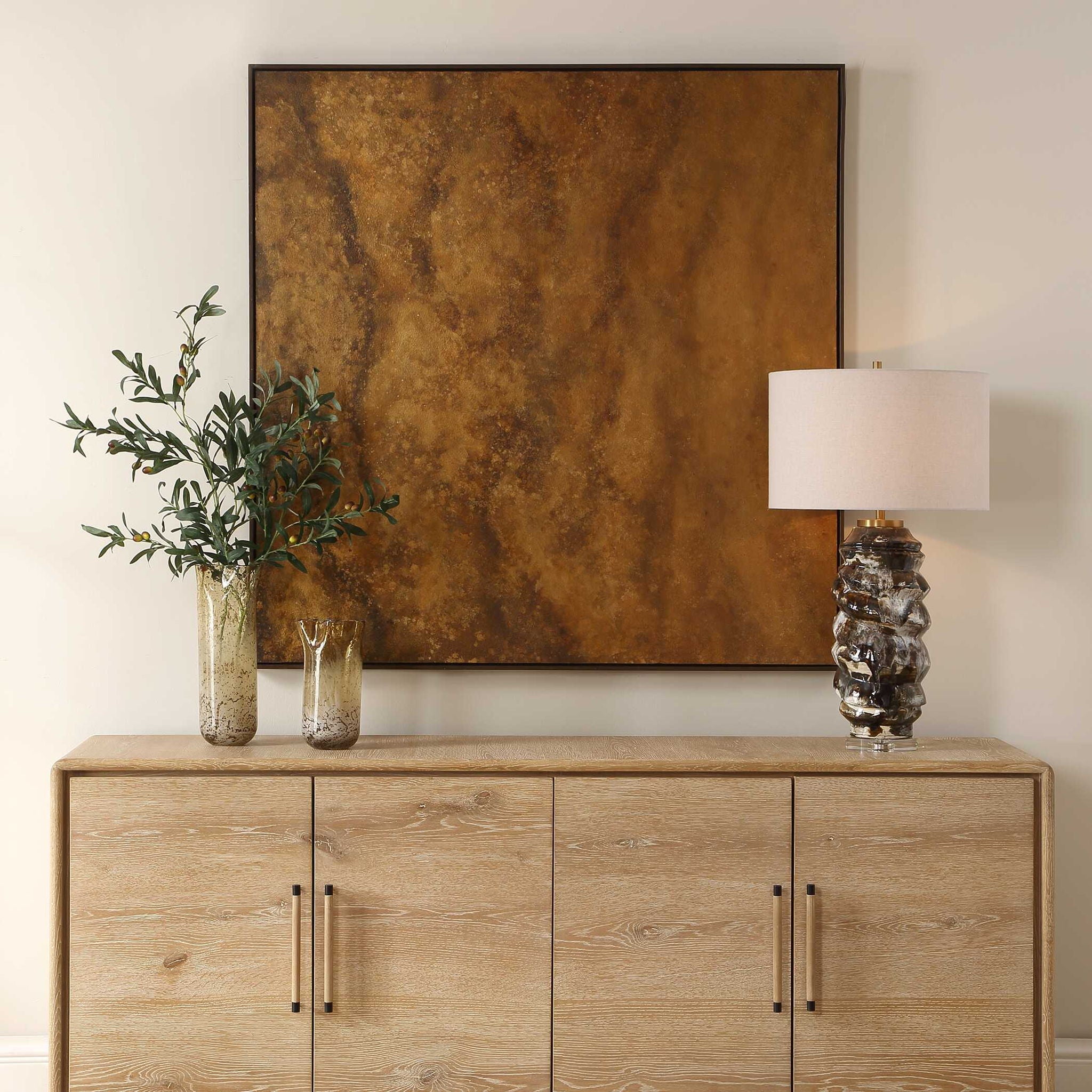 Burn - Hand Painted Canvas - Brown / Woodtone