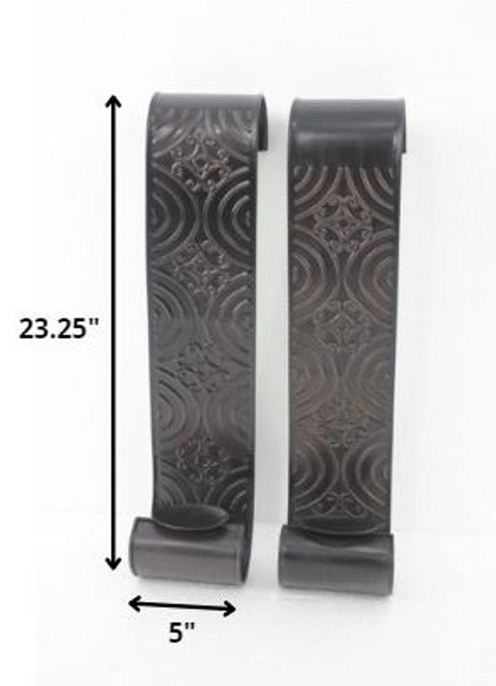 Set of Two Brown Metal Wall Sconce Candle Holders