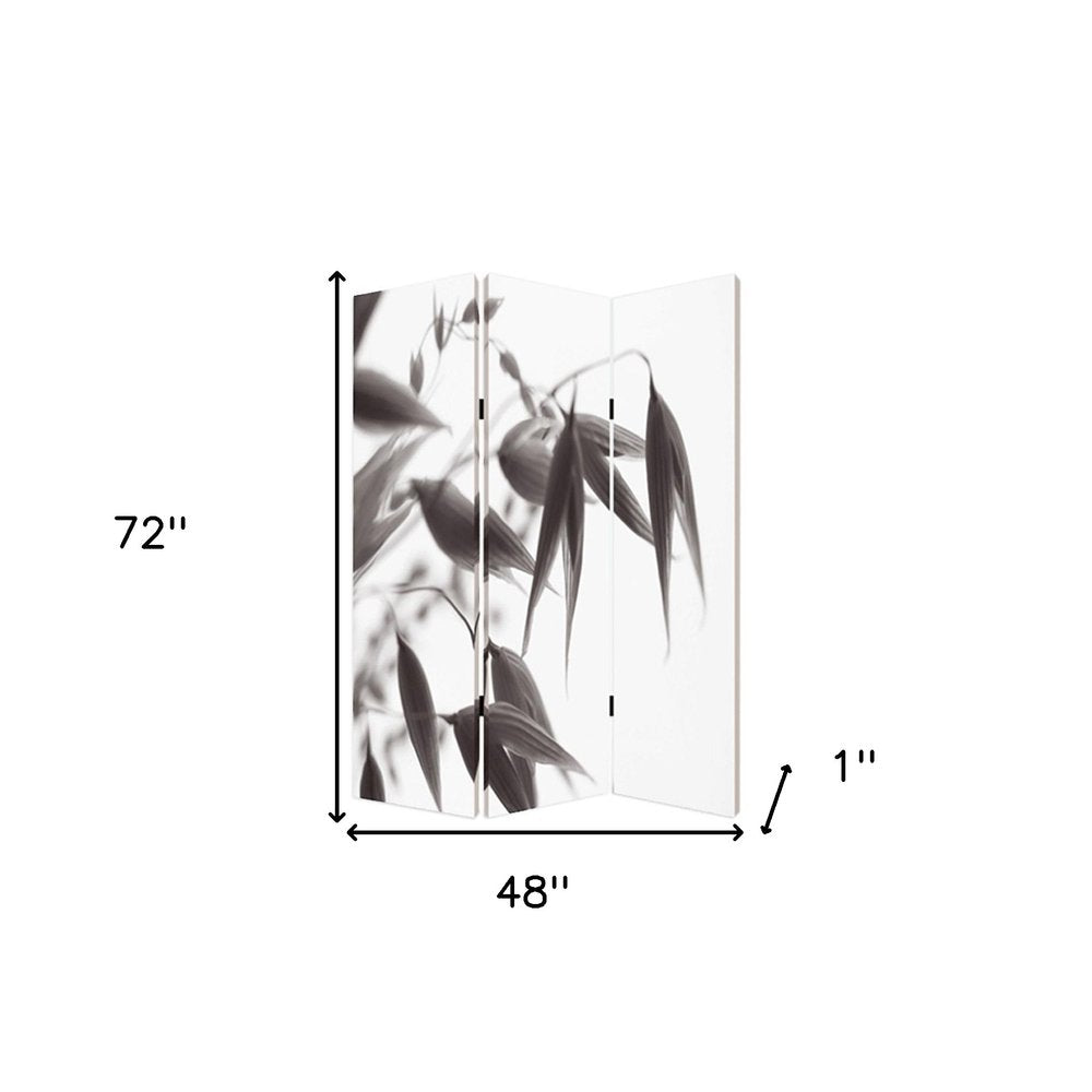 72" Gray Canvas Folding Three Panel Screen Room Divider