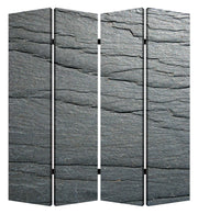 84" Gray Canvas Folding Four Panel Screen Room Divider