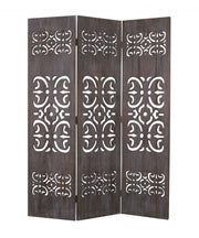 67" Brown Wood Folding Three Panel Screen Room Divider