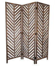 72" Brown Wood Folding Three Panel Screen Room Divider