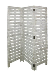 72" White Solid Wood Panel Screen Room Divider