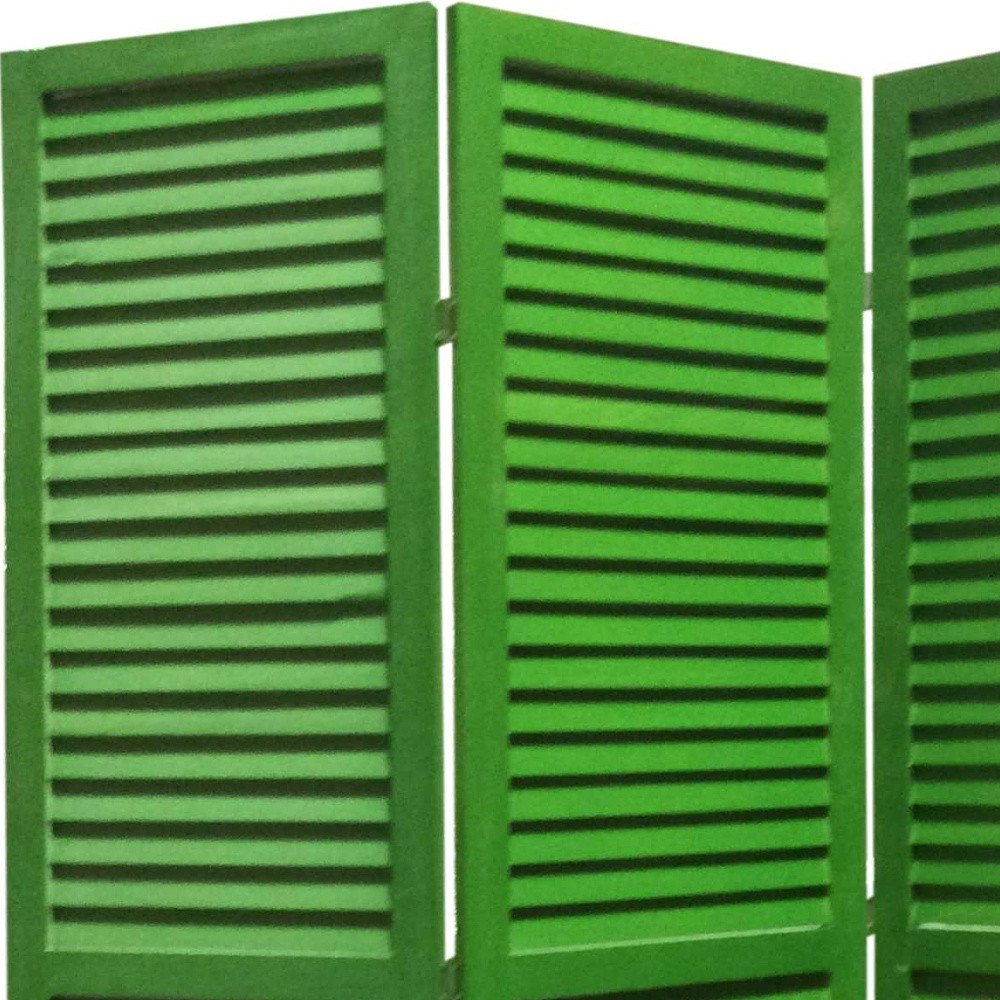 67" Blue Wood Folding Three Panel Screen Room Divider