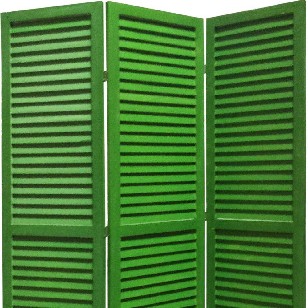 67" Blue Wood Folding Three Panel Screen Room Divider