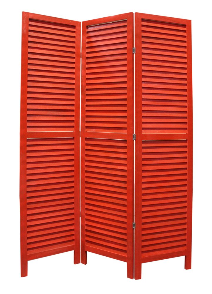 67" Blue Wood Folding Three Panel Screen Room Divider