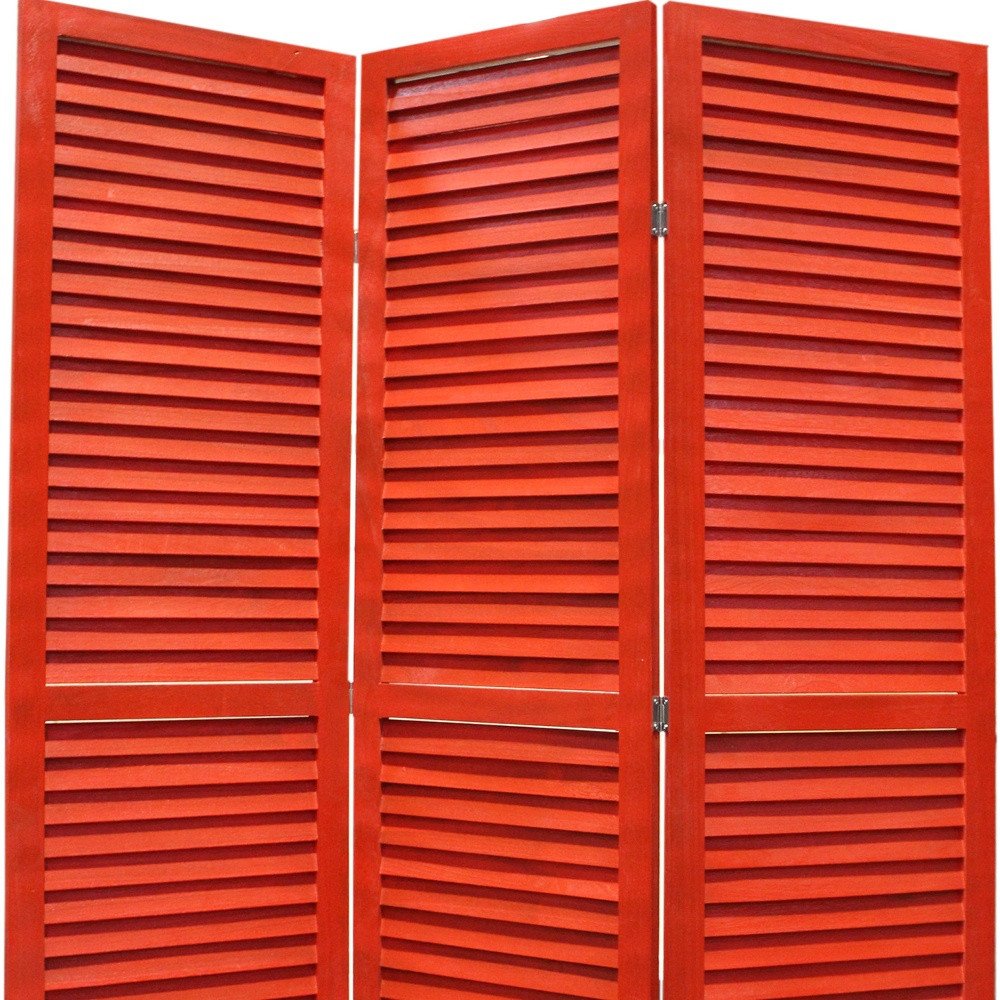 67" Blue Wood Folding Three Panel Screen Room Divider