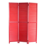 67" Red Solid Wood Panel Screen Room Divider