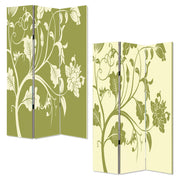 72" Green Canvas Folding Three Panel Screen Room Divider