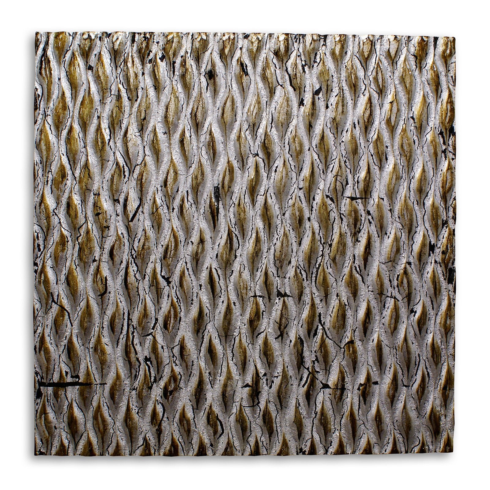 1 x 24 x 24 Gold Metallic Ridge - Wall Art Wood Wall Art