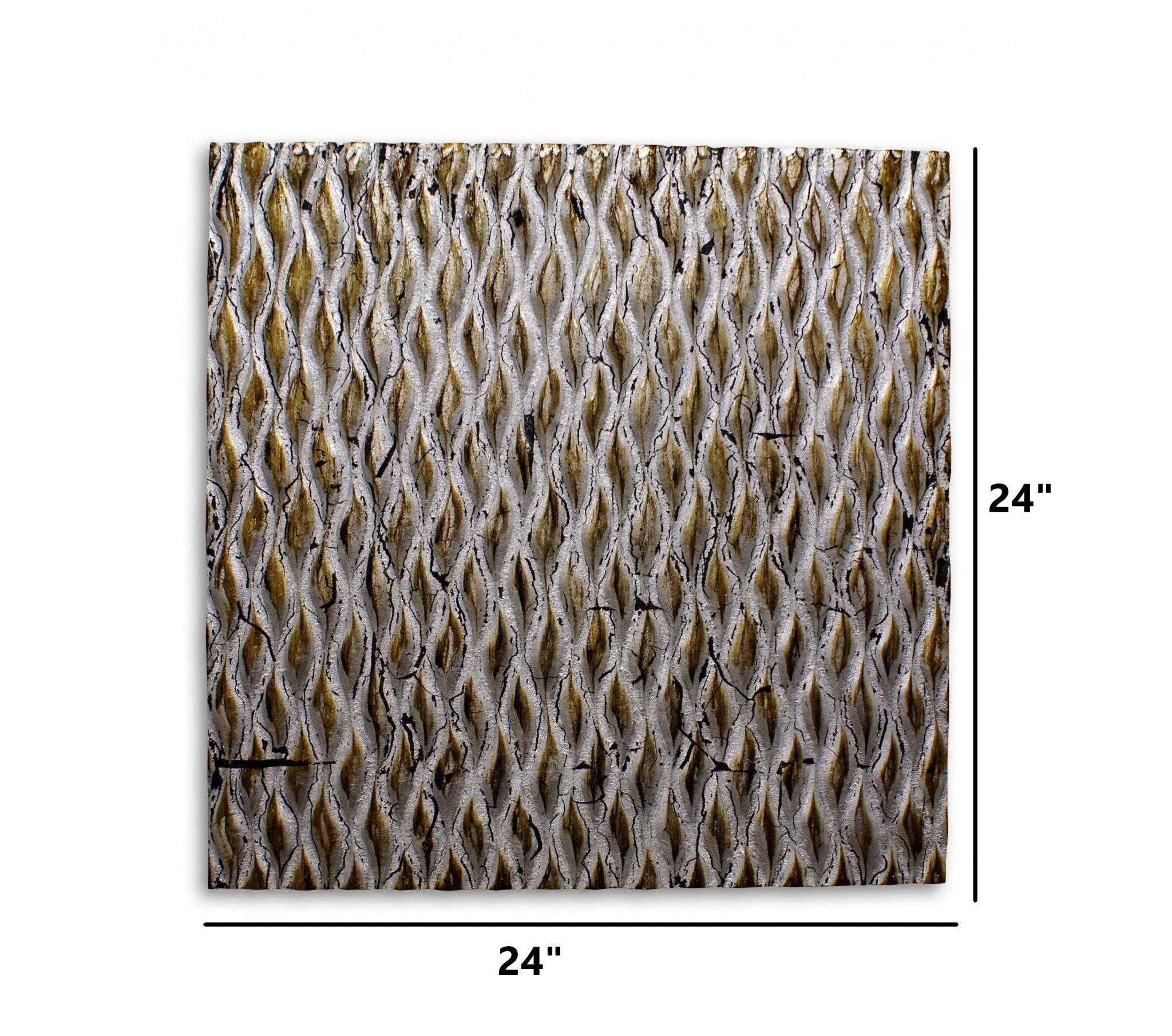 1 x 24 x 24 Gold Metallic Ridge - Wall Art Wood Wall Art