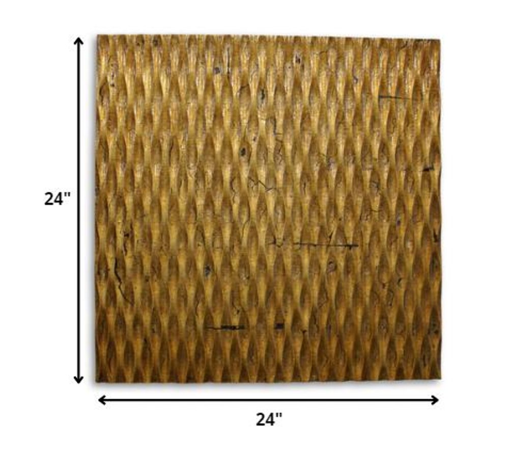 24" X 24" X 1" Raw Wood Look Silver Finish Square Wall Art Medium