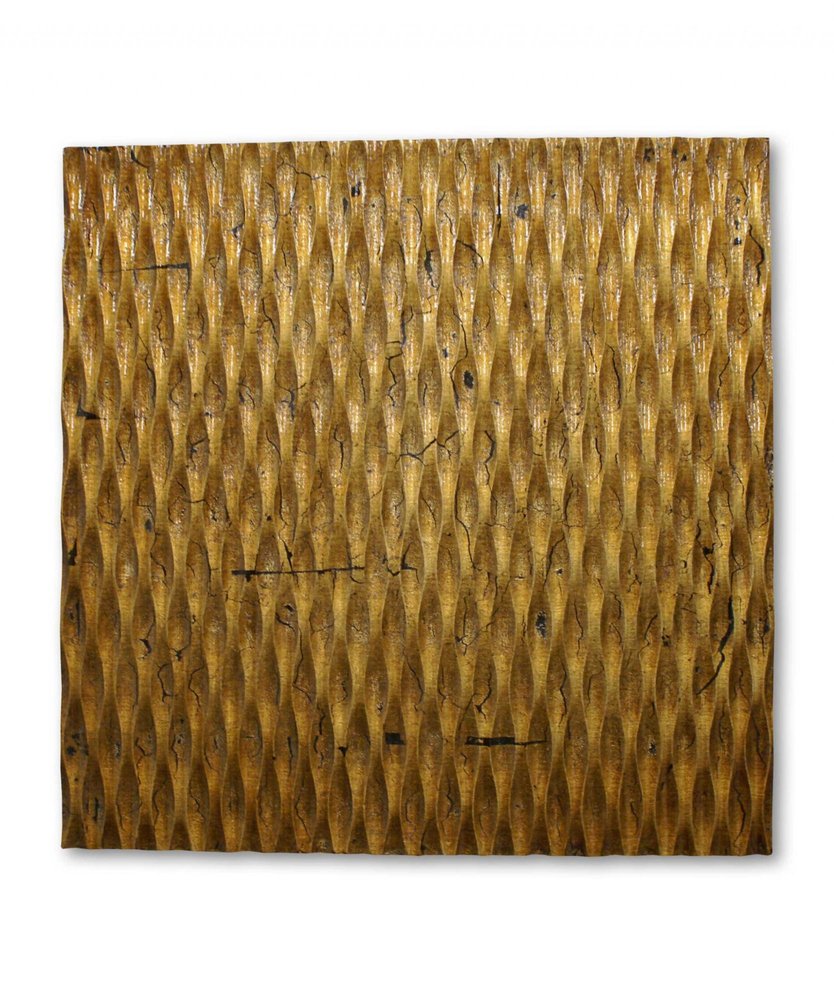 24" X 24" X 1" Raw Wood Look Silver Finish Square Wall Art Medium
