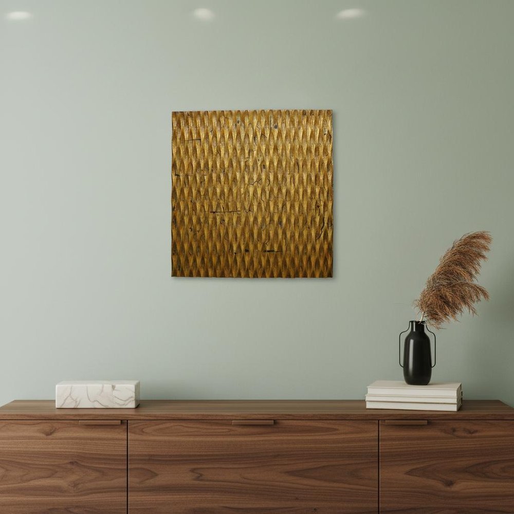 24" X 24" X 1" Raw Wood Look Silver Finish Square Wall Art Medium