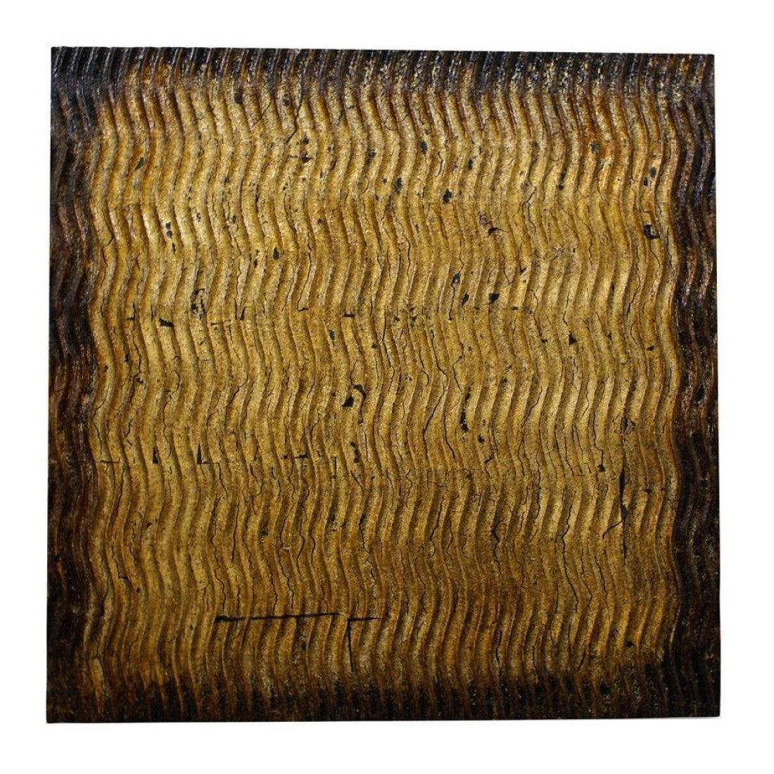 1 x 24 x 24 Gold Metallic Ridge - Wall Art Wood Wall Art