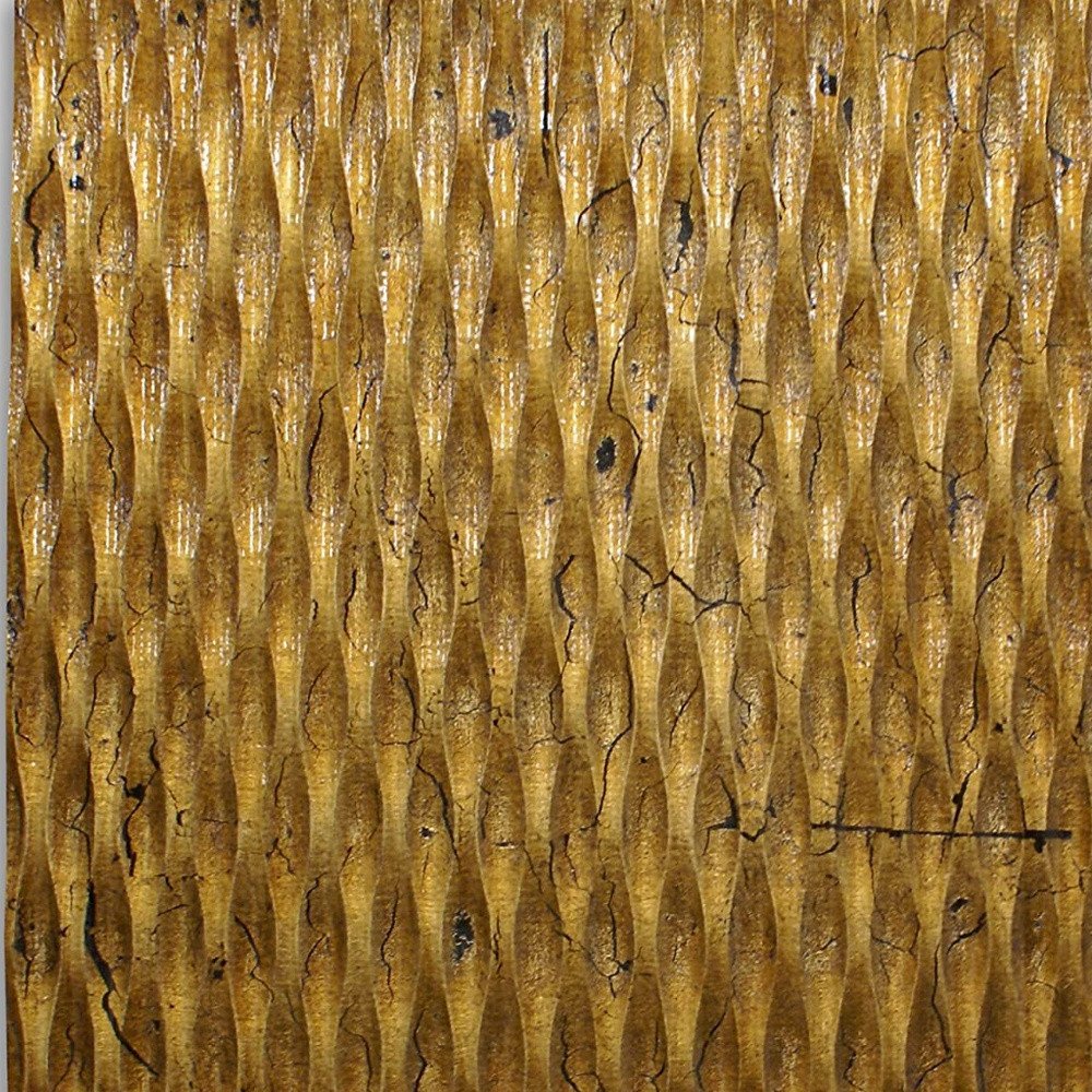 36" X 36" Gold Abstract Wood Hanging Dimensional Sculpture