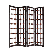 84" Brown Folding Four Panel Screen Room Divider
