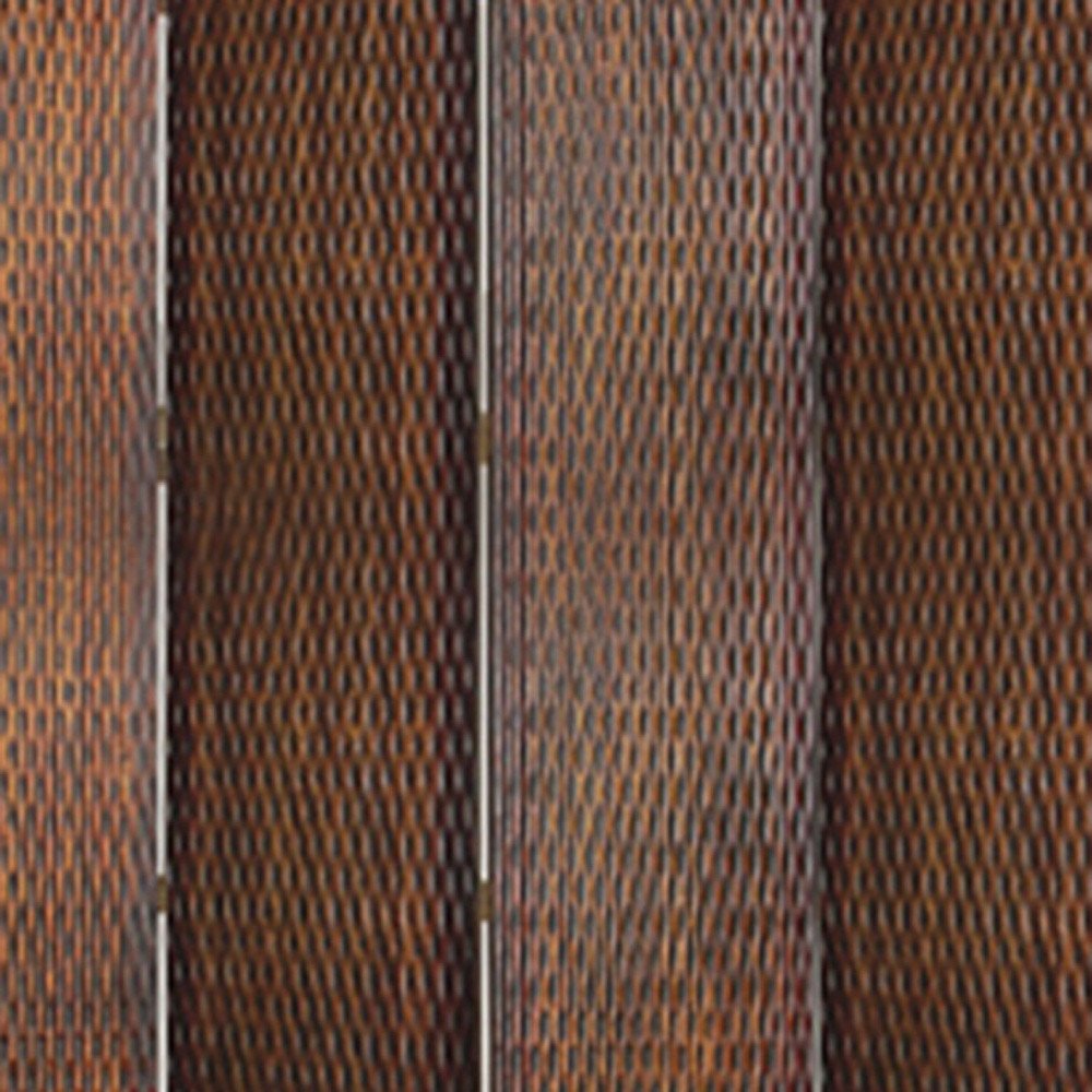 84" Brown Wood Folding Four Panel Screen Room Divider
