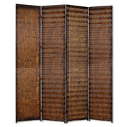 84" Brown Wood Folding Four Panel Screen Room Divider