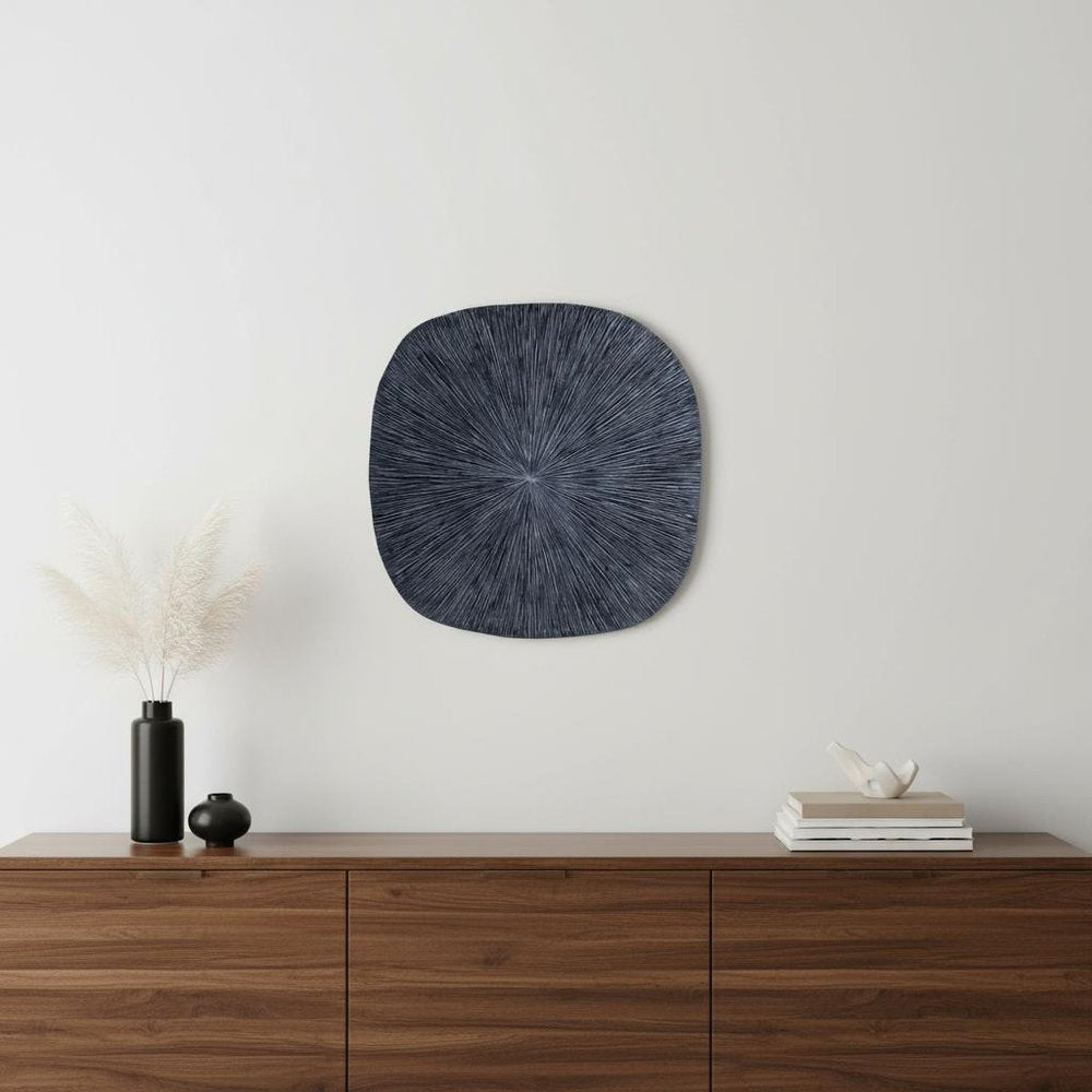 29" X 29" X 2" Gray, Sandstone, Ribbed, Square - Wall Decor