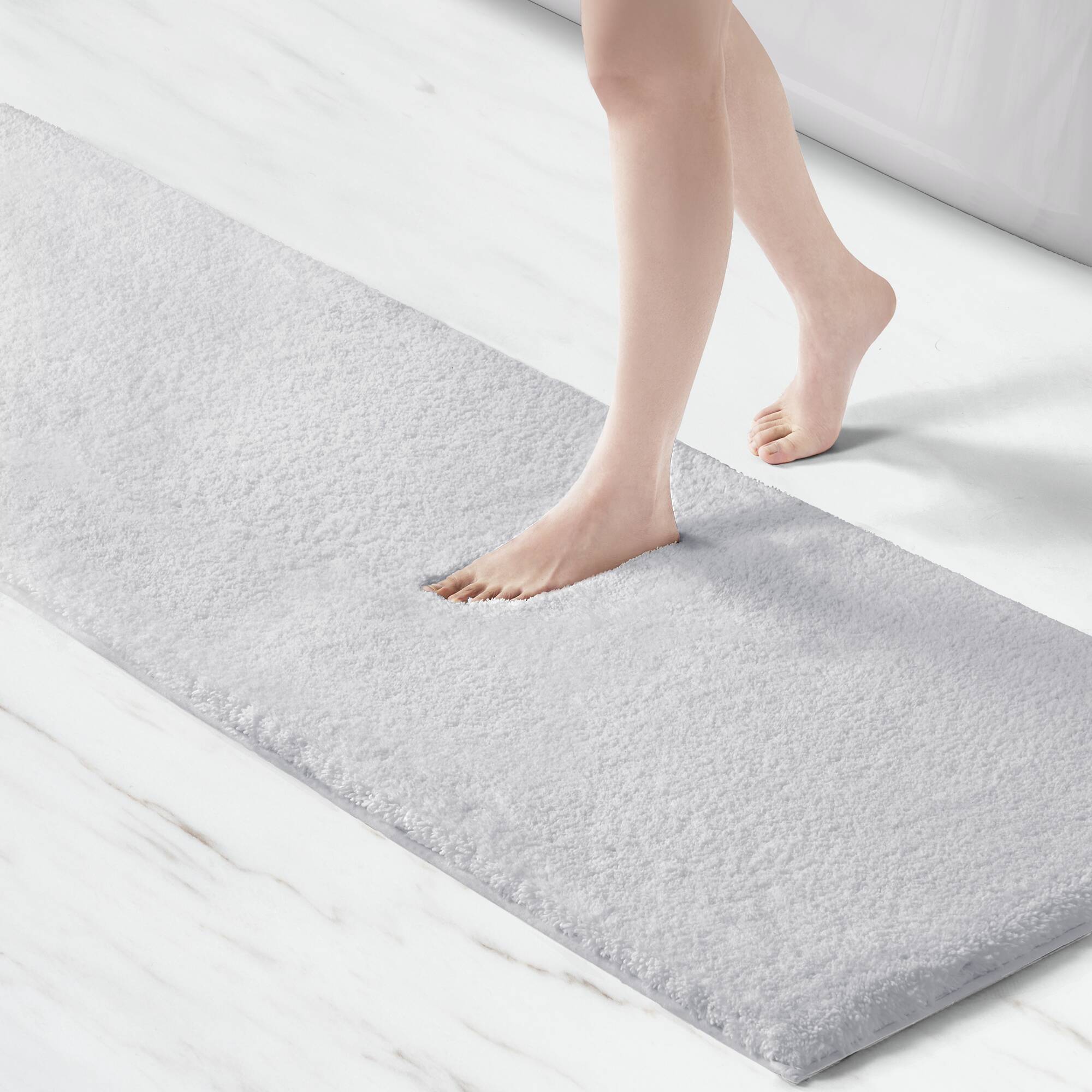 Marshmallow - 24" x 72" Bath Rug - Pearl Silver