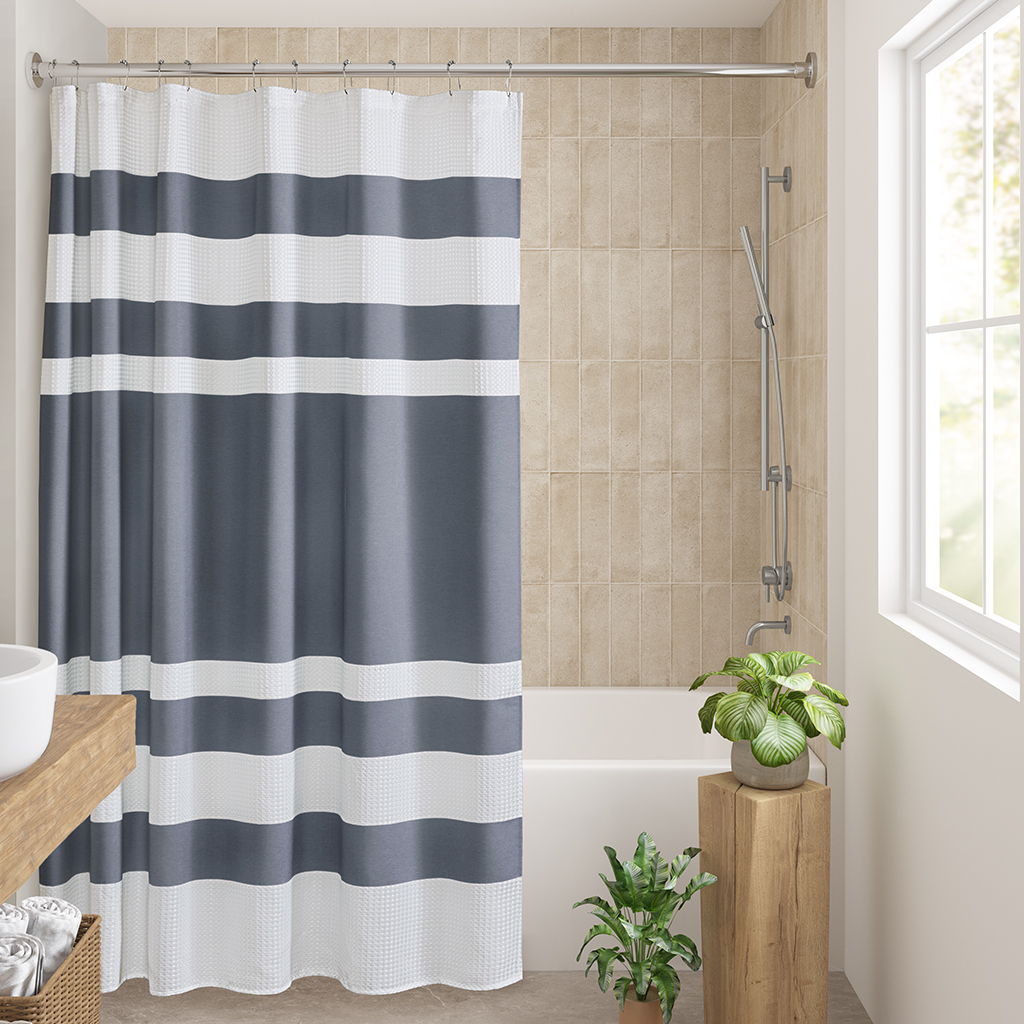 Spa Waffle - 36" x 72'' Shower Curtain With 3M Treatment - Dark Blue