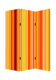 72" Orange And Yellow Canvas Folding Three Panel Screen Room Divider