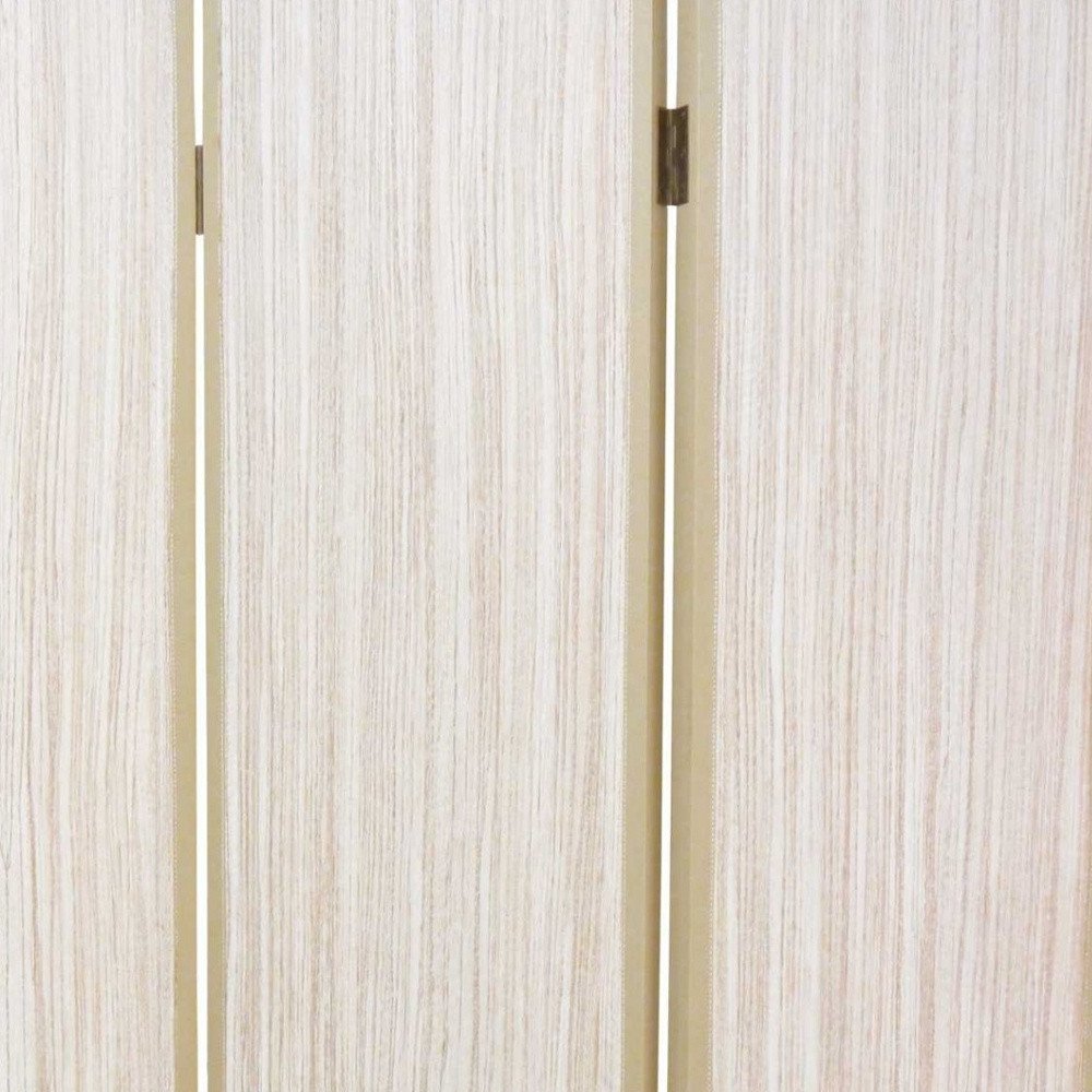 71" Beige Folding Three Panel Screen Room Divider