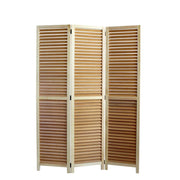 67" Natural Wood Folding Three Panel Screen Room Divider