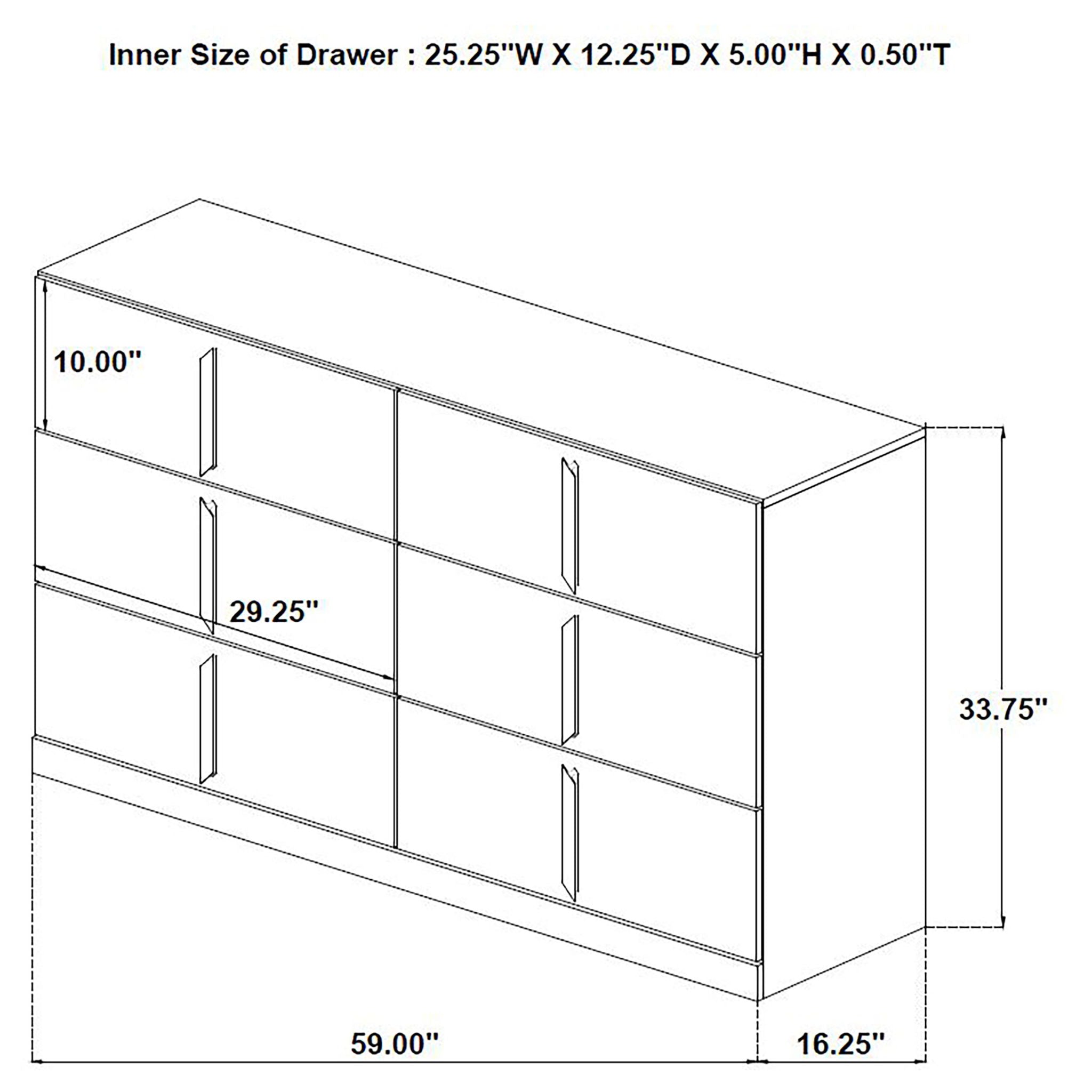 Lauryn - 6 Drawer Dresser Cabinet - Gloss White