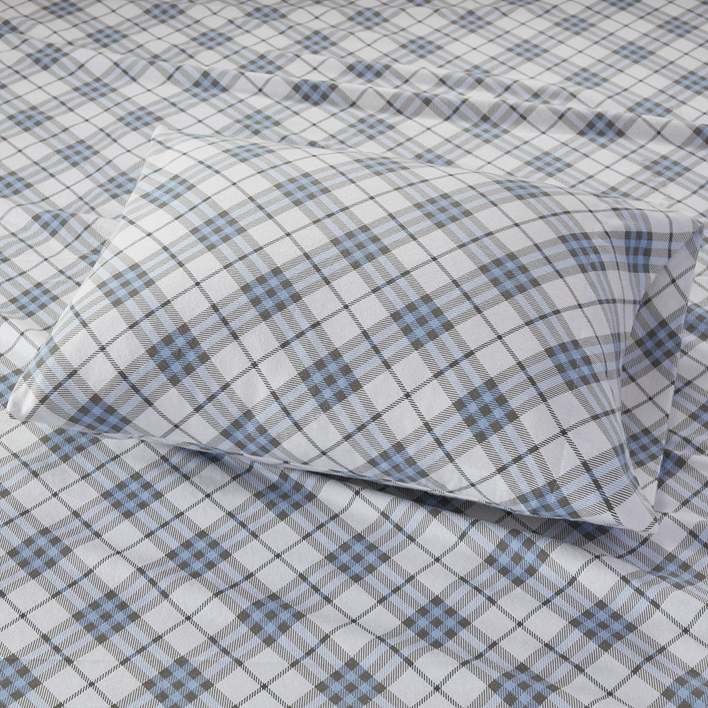 Cozy Flannel - Full Sheet Set - Blue Plaid