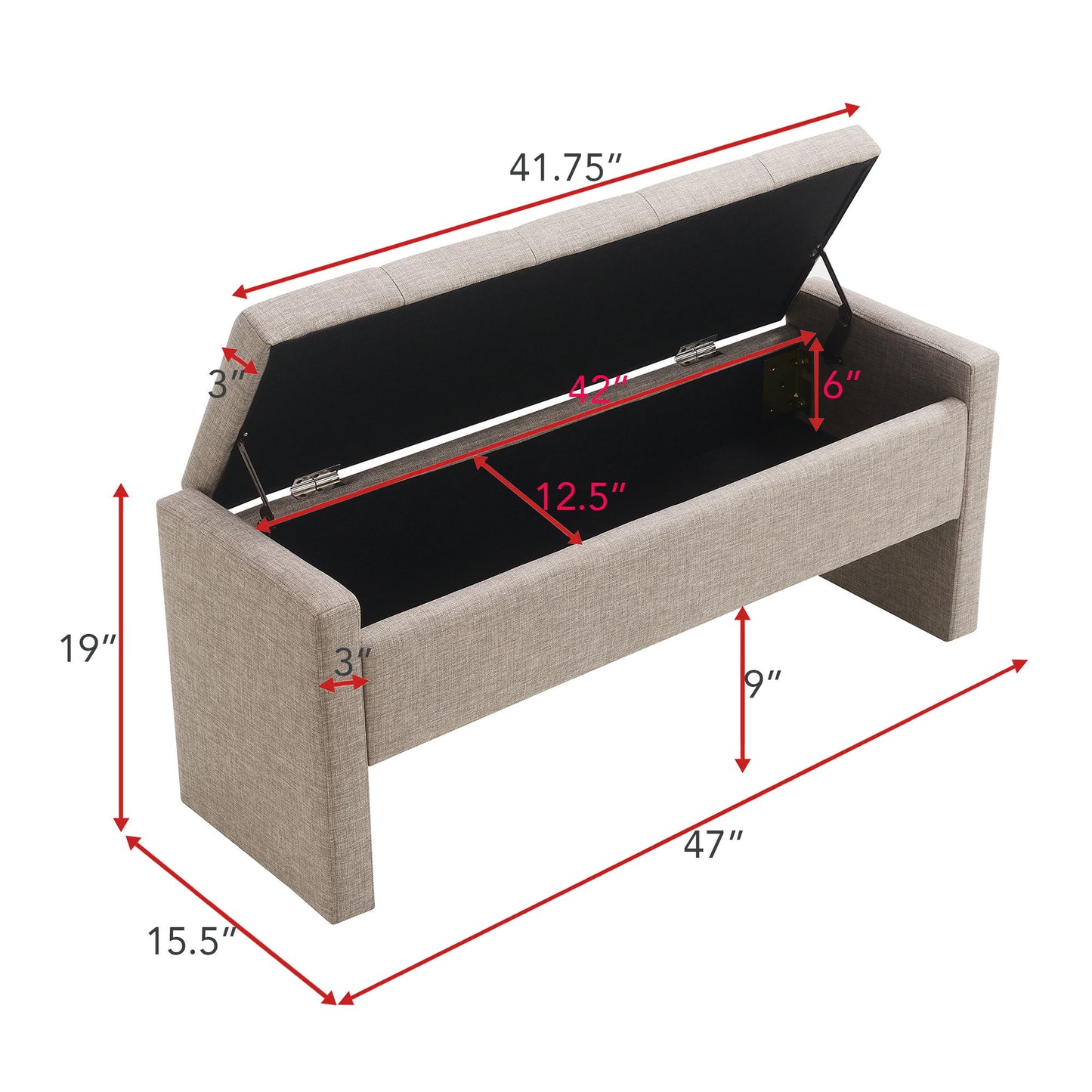 Modern Upholstered Large Bed End Bench With Storage