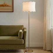 Vesta - Dimmable Floor Lamp With Fabric Scalloped Shade - Gold